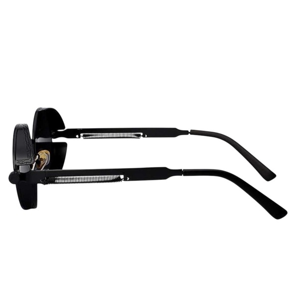 Retro Round Steampunk Black Metallic Sunglasses UV400 for Men & Women Bikercore - Picture 7 of 15